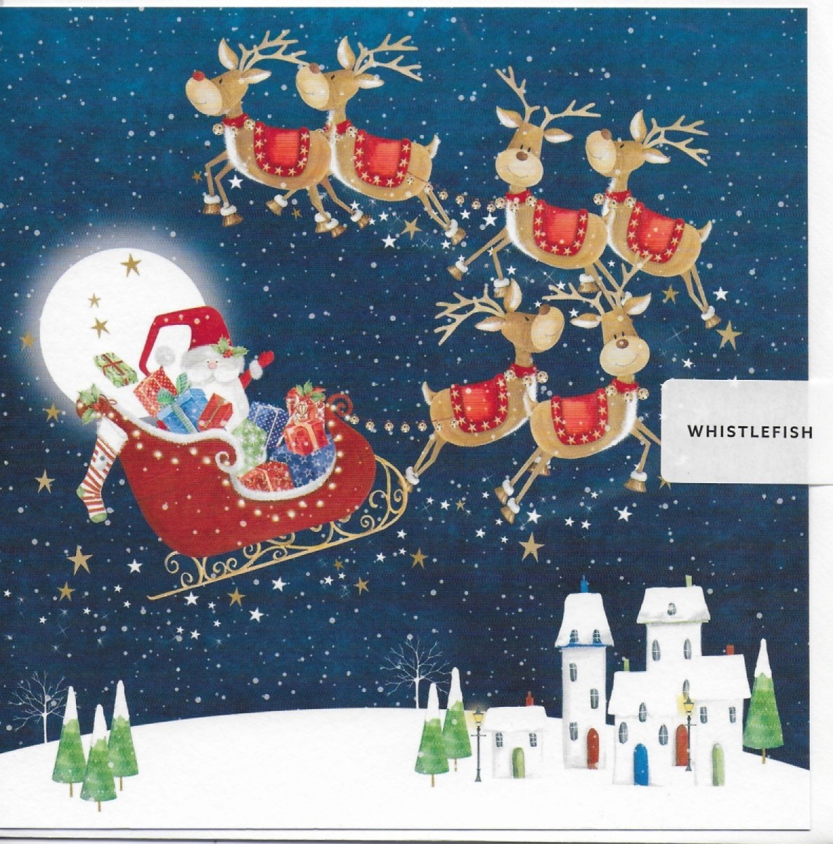 Whistlefish Charity Christmas Cards Pack Santa Sleigh (DELIVERY TO EU