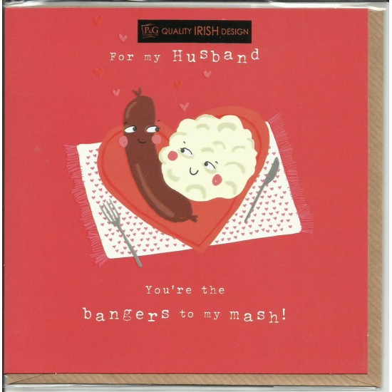 PS Valentine Card - For My Husband Bangers and Mash